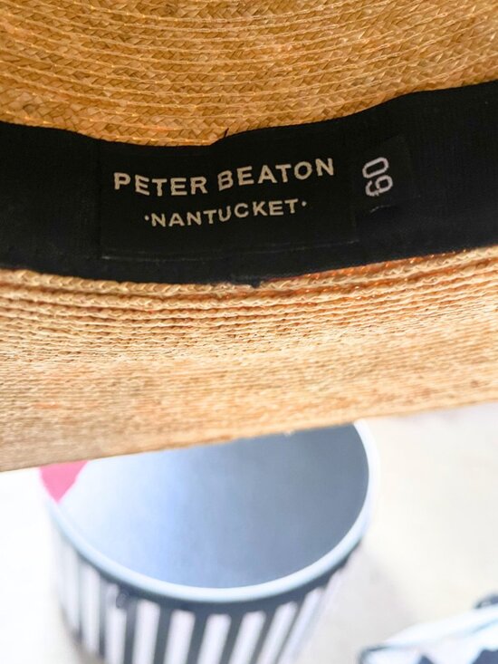 Peter Beaton Nantucket Large Brim Leghorn Straw Hat - Pink Ribbon - Size 60 main image 6